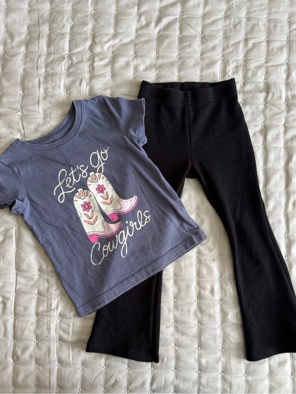 Girls Size 5 Cowgirl Outfit Jumping Beans Tee & Wonder Nation Flare Leggings